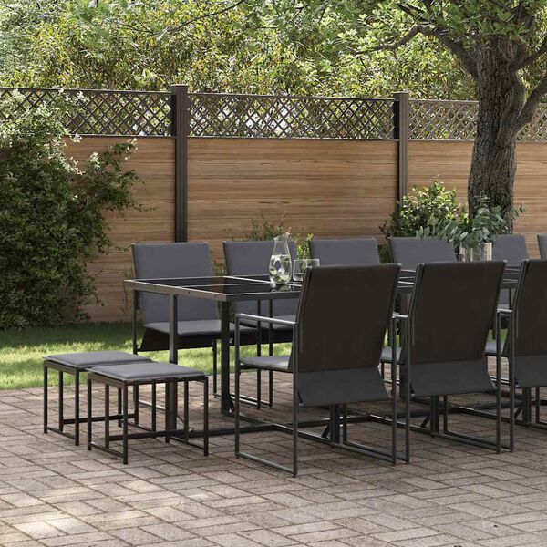 vidaXL Set da Pranzo per Giardino 17 pcs Nero Acciaio
