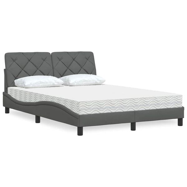 vidaXL Letto con Materasso Grigio Scuro 140x190 cm Tessuto