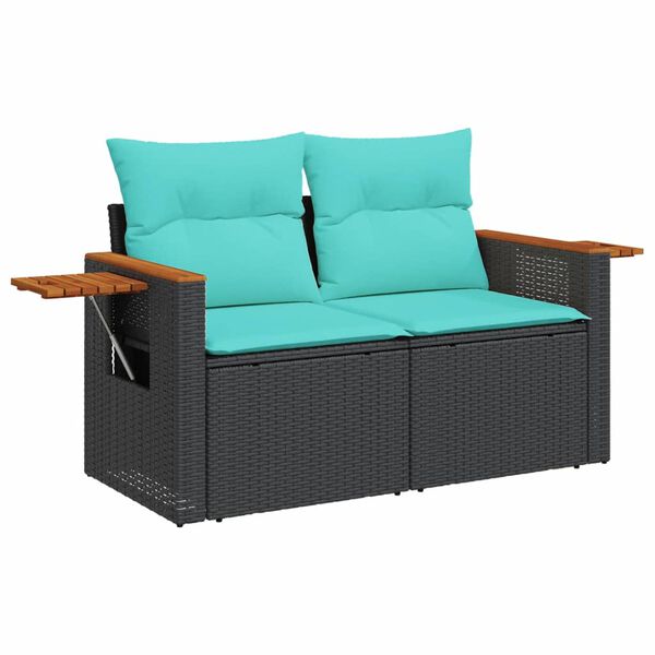 vidaXL Set Divani da Giardino 5 pz con Cuscini Nero in Polyrattan