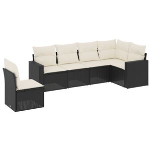 vidaXL Set Divano da Giardino 6 pz con Cuscini Nero in Polyrattan