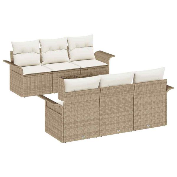 vidaXL Set Divano da Giardino 7 pcs Beige e Crema polyrattan