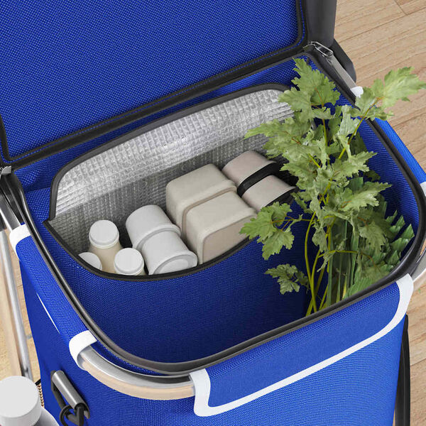 vidaXL Carrello della spesa Blu 36,5 x 46,5 x 100,5 cm Tessuto Oxford