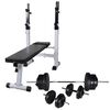 vidaXL Panca Multifunzione con Bilanciere e Set di Manubri 60,5 kg