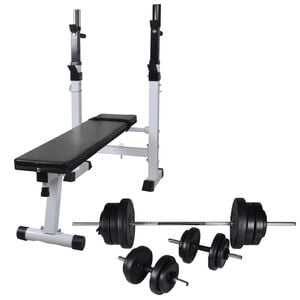vidaXL Panca Multifunzione con Bilanciere e Set di Manubri 60,5 kg