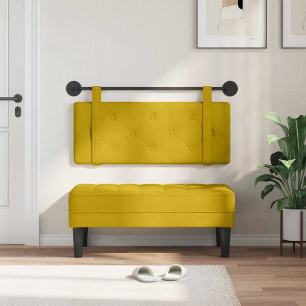 vidaXL Testata appesa Giallo 110 x 55 x 5 cm Velluto