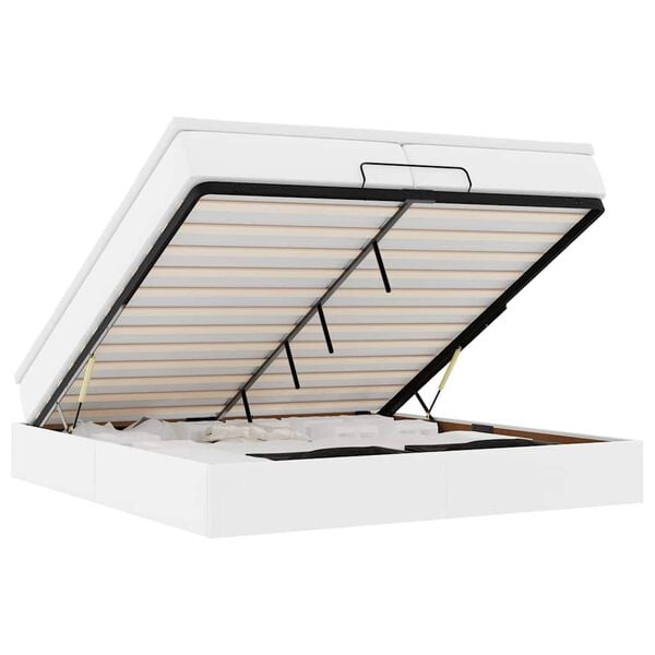 vidaXL Struttura Letto Pouf con Materassi Bianco 200x200 cm Similpelle