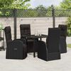 vidaXL Set da Pranzo per Giardino con cuscino 5 pcs Nero polyrattan