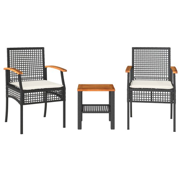 vidaXL Set Divani da Giardino 4 pz con Cuscini Nero in Polyrattan