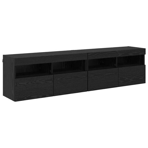 vidaXL Mobiletti TV da Parete 2 pcs Rovere Nero 80 x 30 x 40 cm