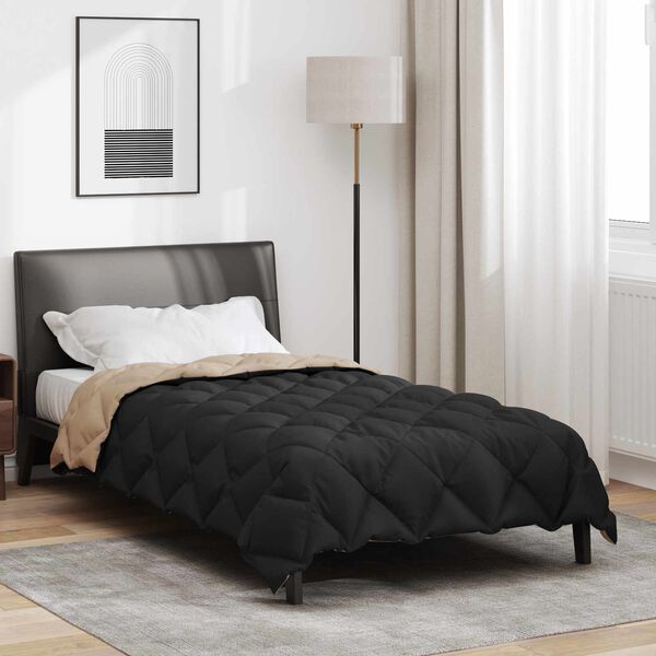 vidaXL Duvet Invernale Nero e Talpa 200 x 140 cm Microfibra