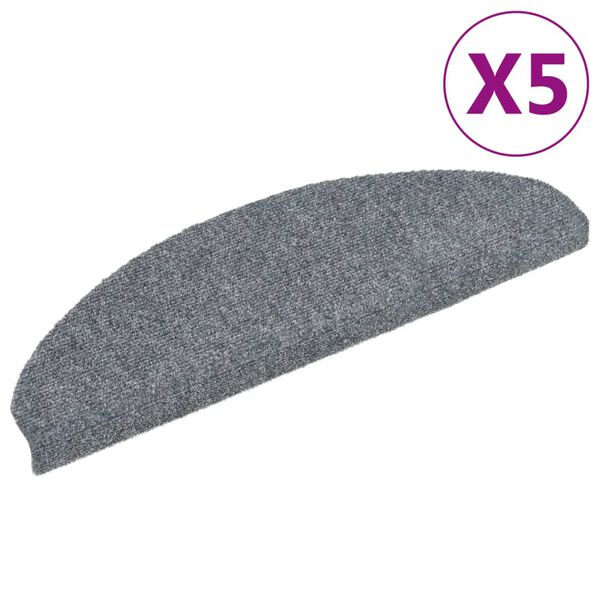 vidaXL Tappetini per scale autoadesivi 5 pz 65x21x4 cm Grigio chiaro Semicircolari Grandi