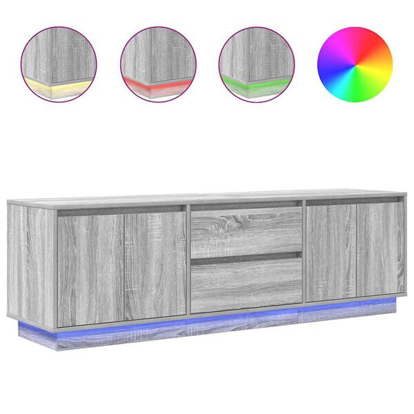 vidaXL Mobile Porta TV con Luci LED Grigio Sonoma 160,5x41x50 cm