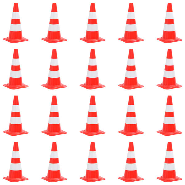 vidaXL Coni Segnaletici Stradali Riflettenti 20 pz Rosso Bianco 50 cm