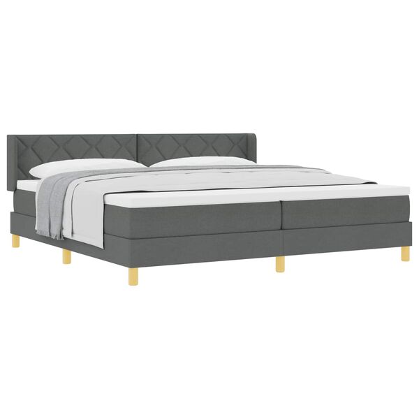 vidaXL Letto a molle con testiera Grigio scuro 200 x 200 cm Poliestere
