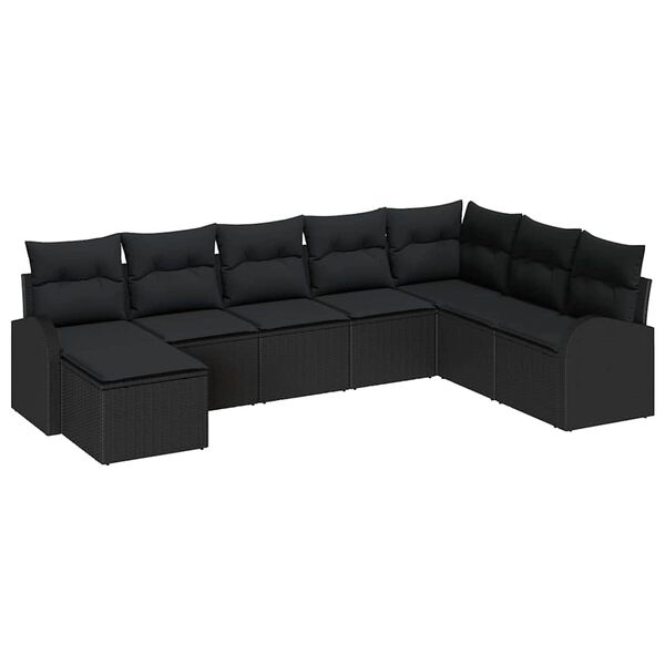 vidaXL Set Divano da Giardino 8 pcs Nero Rattan in Polipropilene