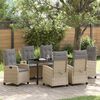 vidaXL Set da Pranzo per Giardino con cuscino 7 pcs Beige polyrattan