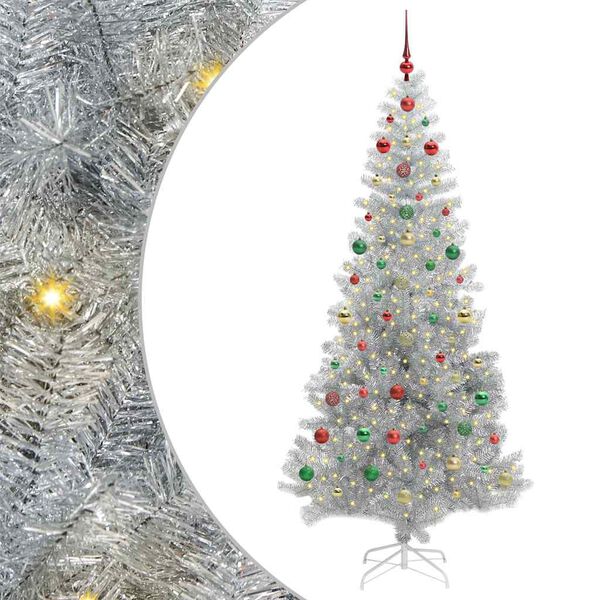 vidaXL Albero di Natale con 300 LED con supporto Argento 240 cm PET
