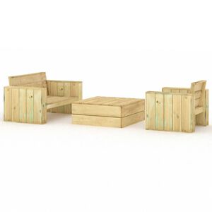 vidaXL Set Salotto da Giardino 3 pz Legno Massello di Pino Impregnato