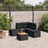 vidaXL Set Divano da Giardino 6 pz con Cuscini Nero in Polyrattan