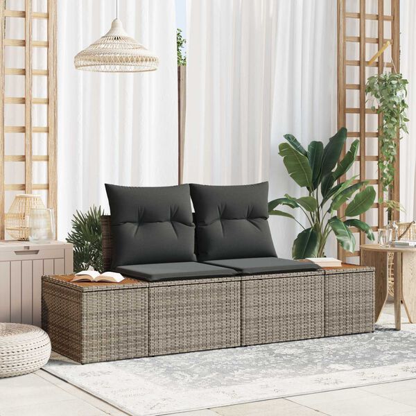 vidaXL Divano da giardino Grigio 184 x 62 x 85cm polyrattan