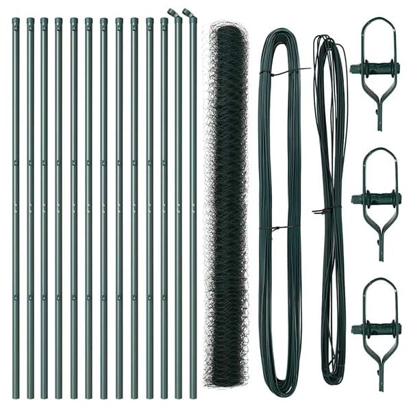 vidaXL Palo della recinzione Verde 25 x 1,5 m (rete 36 mm) Acciaio