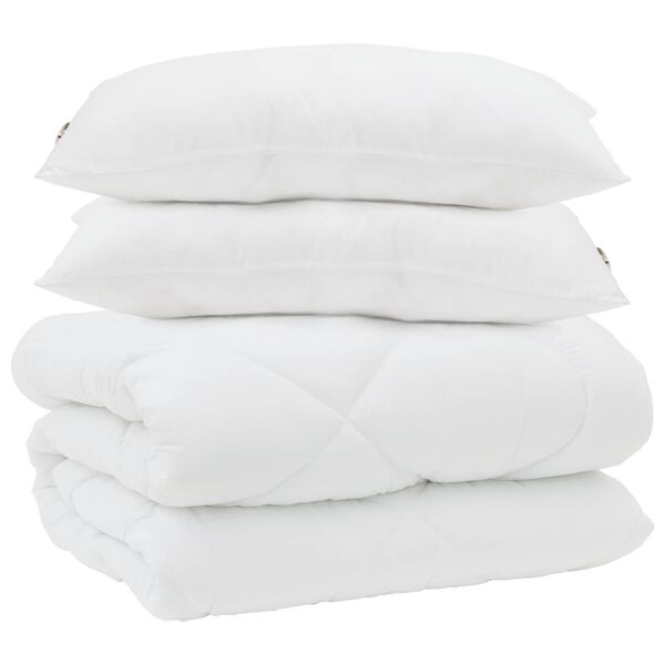 vidaXL Duvet Invernale con cuscino 3 pcs Bianco Microfibra