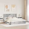 vidaXL Letto con Contenitore con testiera Grigio cemento 200 x 200 cm