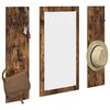 vidaXL Appendiabiti a muro con specchio Rovere fum&eacute; 96 x 1,5 x 90 cm
