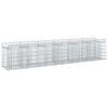 vidaXL Letto rialzato in gabbione 2 pz 300 x 50 x 60 cm Argento