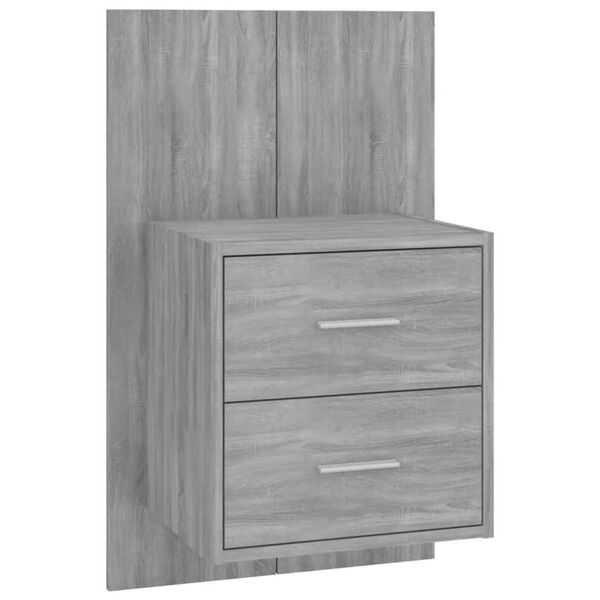VidaXL Testiera Letto Con Comodini Pensili – Legno Multistrato, Grigio Sonoma, Montaggio A Parete