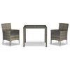 vidaXL Set da Pranzo da Giardino 3 pz con Cuscini in Polyrattan Grigio