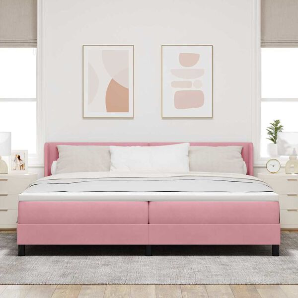 vidaXL Letto a molle con materasso Rosa 200 x 200 cm Velluto