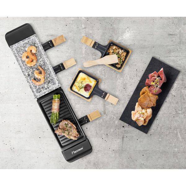 Bestron Piastra per Raclette ARG200BW 650W Nera in Legno