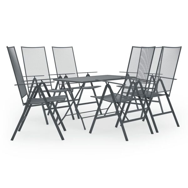 vidaXL Set Pranzo da Giardino 7 pz in Acciaio Antracite