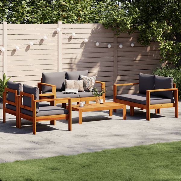 vidaXL Set Divano da Giardino 5 pz con Cuscini Legno Massello Acacia