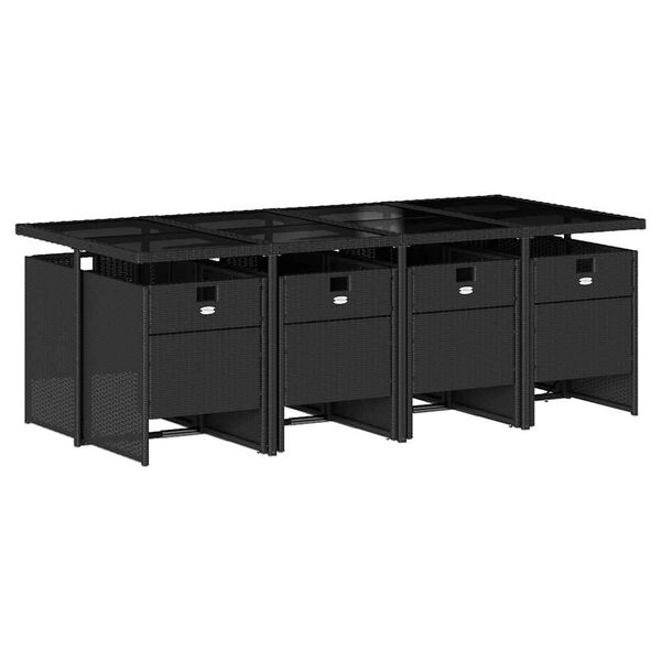 vidaXL Set da Pranzo da Giardino 9 pz con Cuscini Nero in Polyrattan