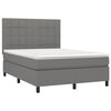 vidaXL Letto a Molle Materasso e LED Grigio Scuro 140x190cm in Tessuto