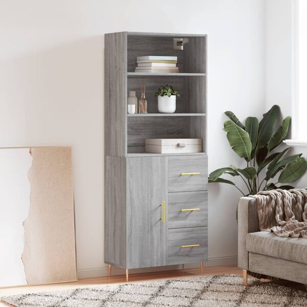 vidaXL Credenza Grigio Sonoma 69,5x34x180 cm in Legno Multistrato