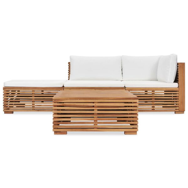 vidaXL Set Divani da Giardino 4 pz con Cuscini Legno Massello di Teak