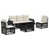 vidaXL Set Divano da Giardino 6 pz Nero e Bianco Crema polyrattan
