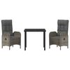 vidaXL Set da Pranzo per Giardino con cuscino 3 pcs Grigio polyrattan