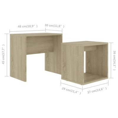 vidaXL Set Tavolini Salotto Rovere Sonoma 48x30x45cm Legno Multistrato
