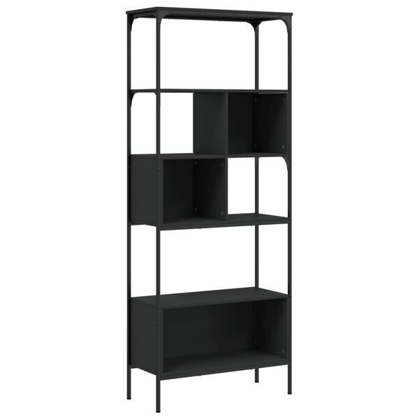 vidaXL Libreria a 5 Ripiani Nera 76x33x188,5 cm in Legno Multistrato
