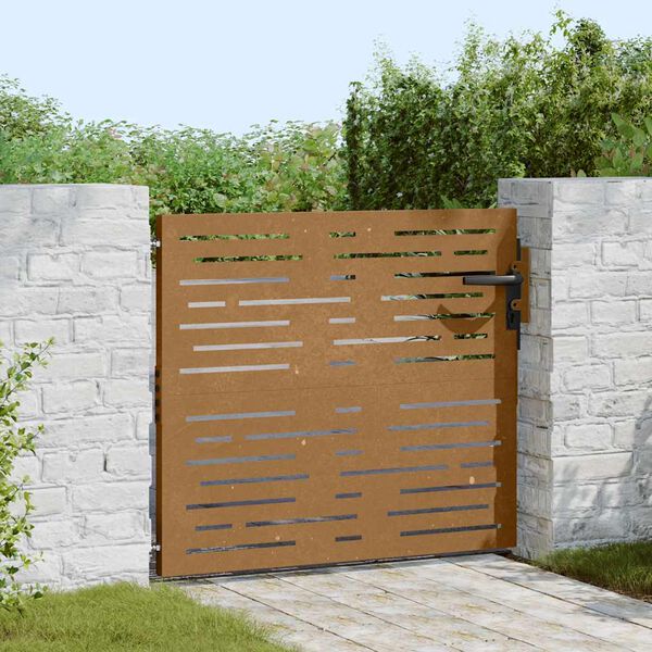 vidaXL Cancello da giardino 85x75 cm in acciaio Corten design quadrato