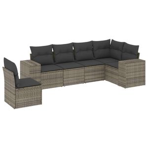 vidaXL Set Divano da Giardino 6 pz con Cuscini Grigio in Polyrattan
