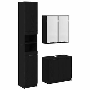 vidaXL Set di Armadi da Bagno 3 pz Rovere Nero Legno ingegnerizzato