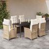 vidaXL Set da Pranzo da Giardino 7 pz con Cuscini Beige in Polyrattan