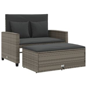 vidaXL Divano da Giardino con Cuscini 2 Posti Grigio in Polyrattan