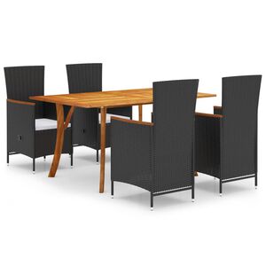 vidaXL Set Mobili da Pranzo per Giardino 5 pz Nero