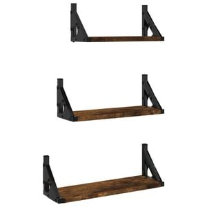 vidaXL Set Mensole Parete 3pz Rovere Fumo in Legno Multistrato